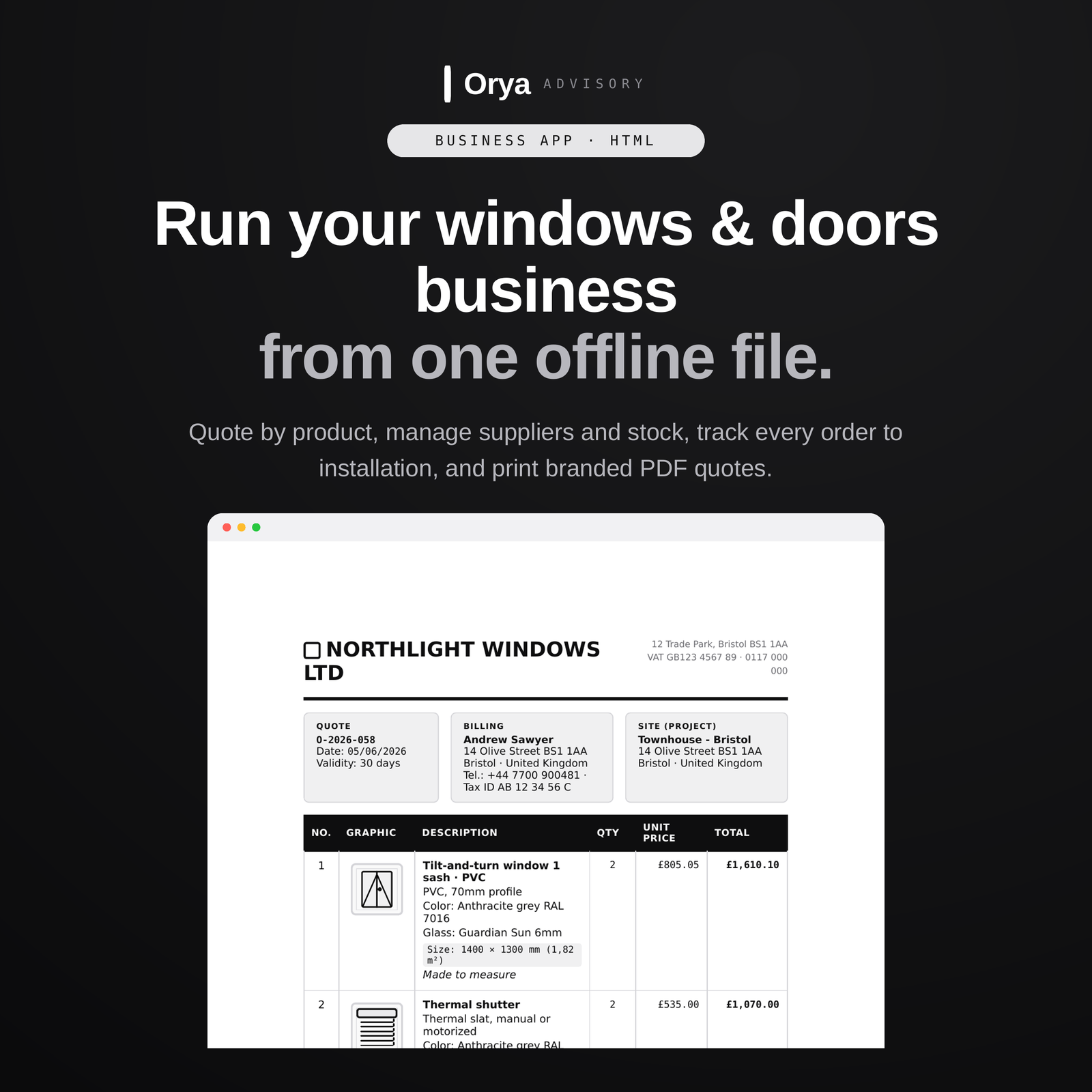 Windows & Doors Business Software - Quotes, Orders & Stock