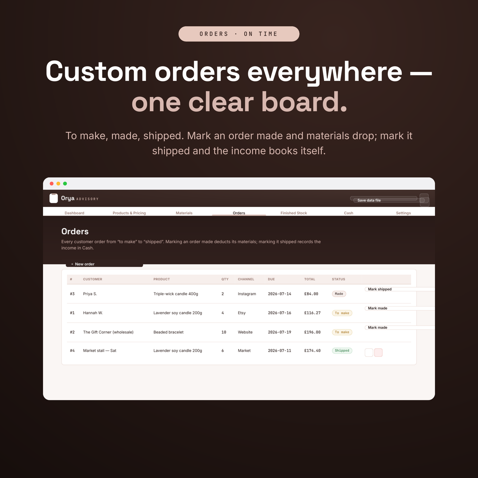 Handmade Business Manager - Pricing, Orders & Inventory App