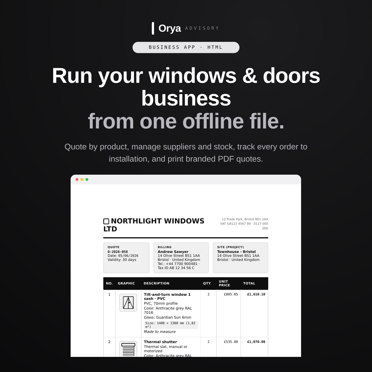 Software para Caixilharias - Orçamentos, Obras e Stock