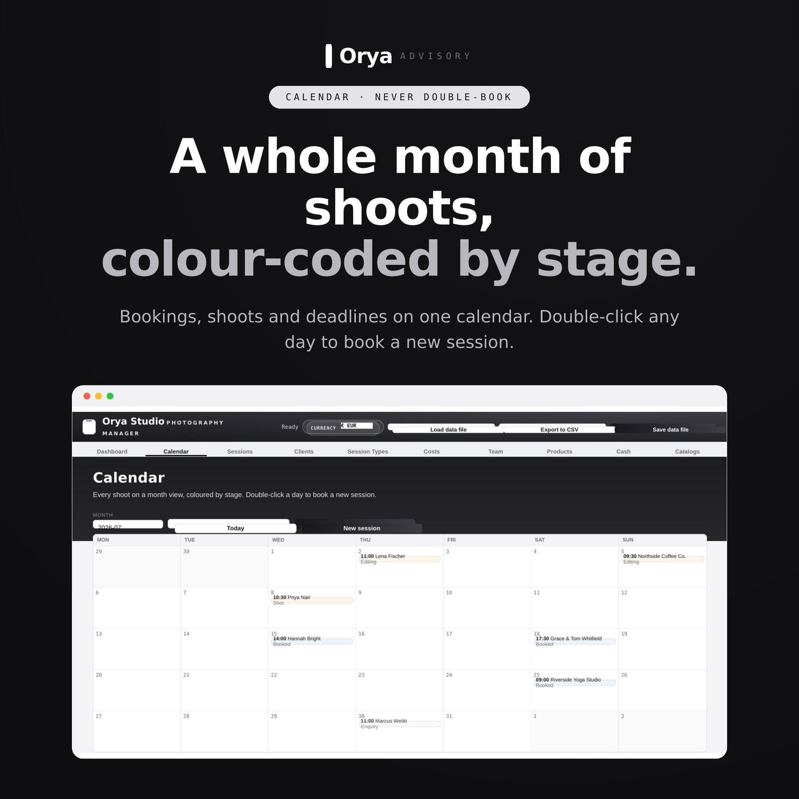 Photography Business Manager HTML App | Booking, Client, Shoot, Deposit and Cash Tracker | Offline Studio Planner